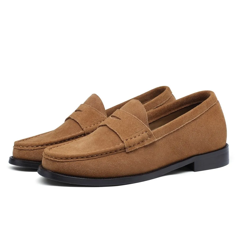 5 CM / 1.95 Inches CMR CHAMARIPA Men's Beige Suede Height Enhancing Loafers – Handmade Elegance