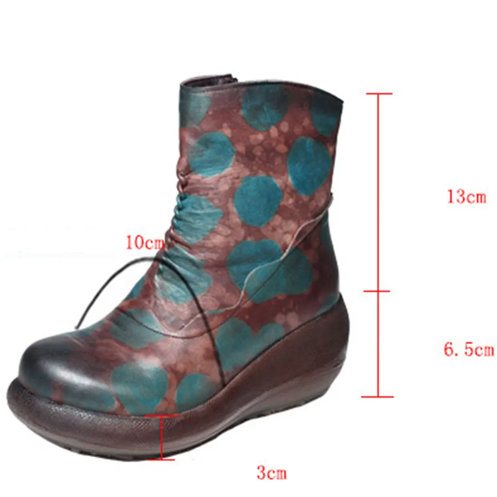 Autumn Winter Comfortable Leather Wedge Boots