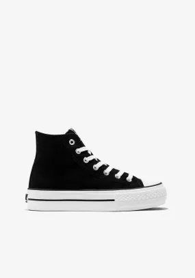 B&W Black Platform Hi-Top Basic Sneakers