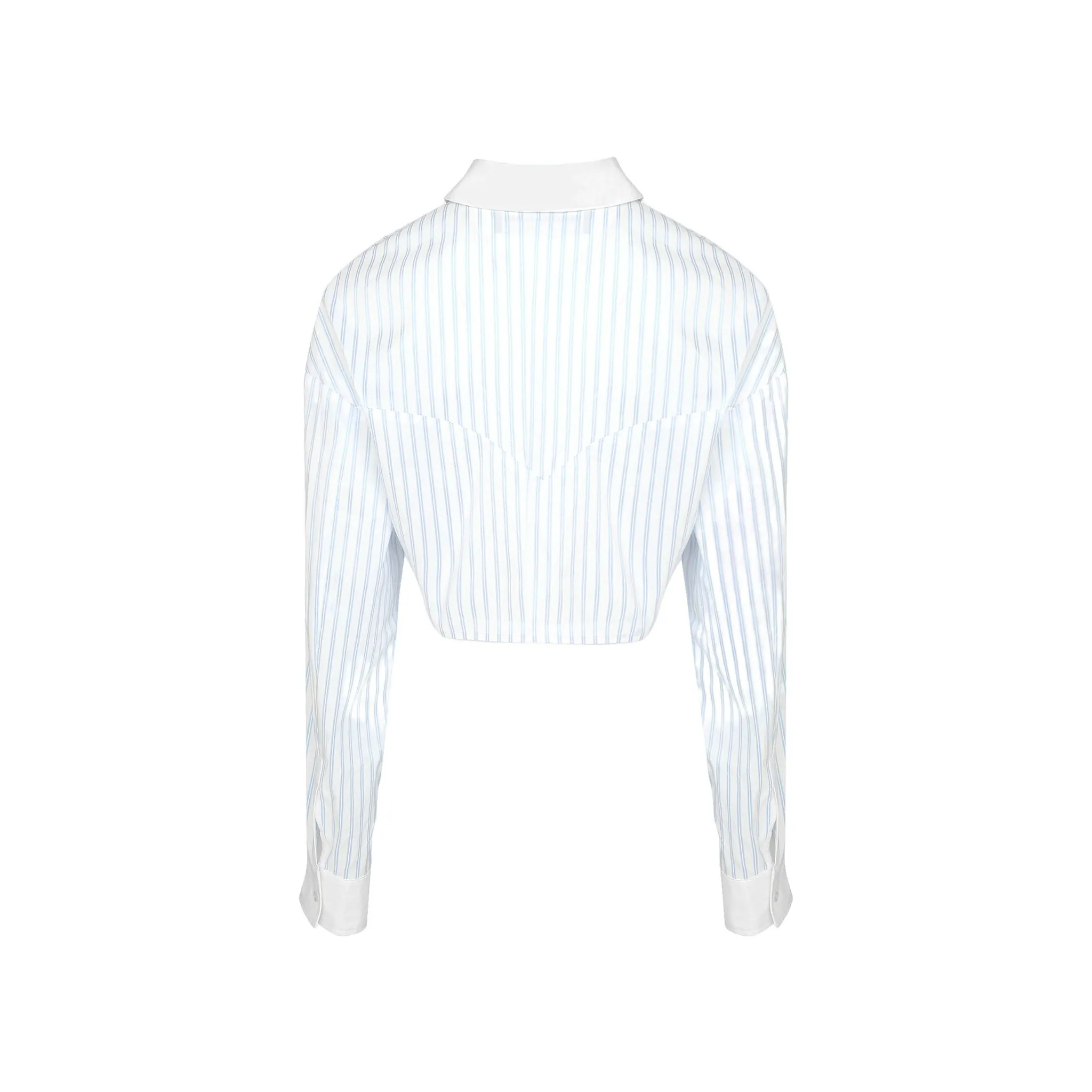 Blue and White Vertical Stripe Short Shirts