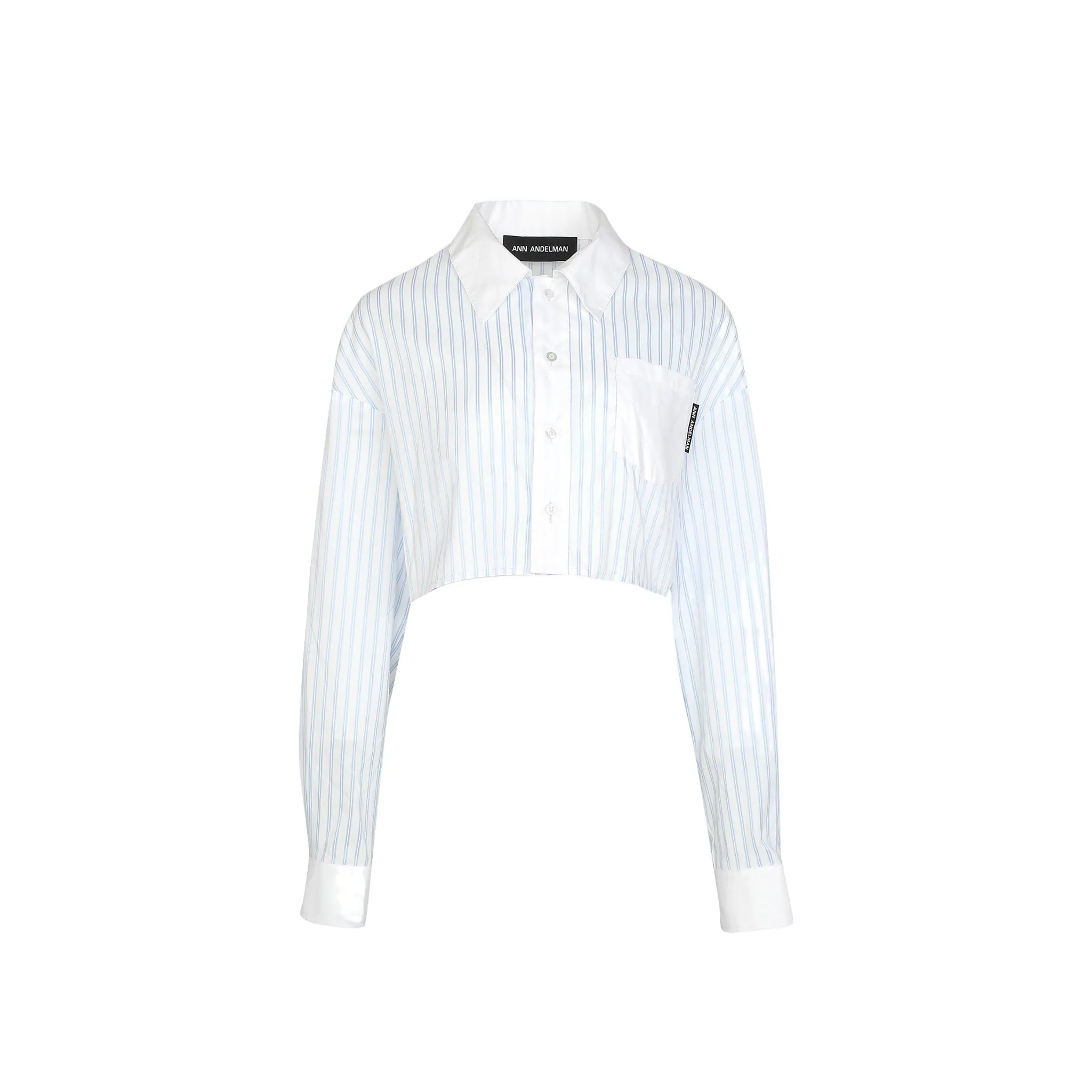 Blue and White Vertical Stripe Short Shirts
