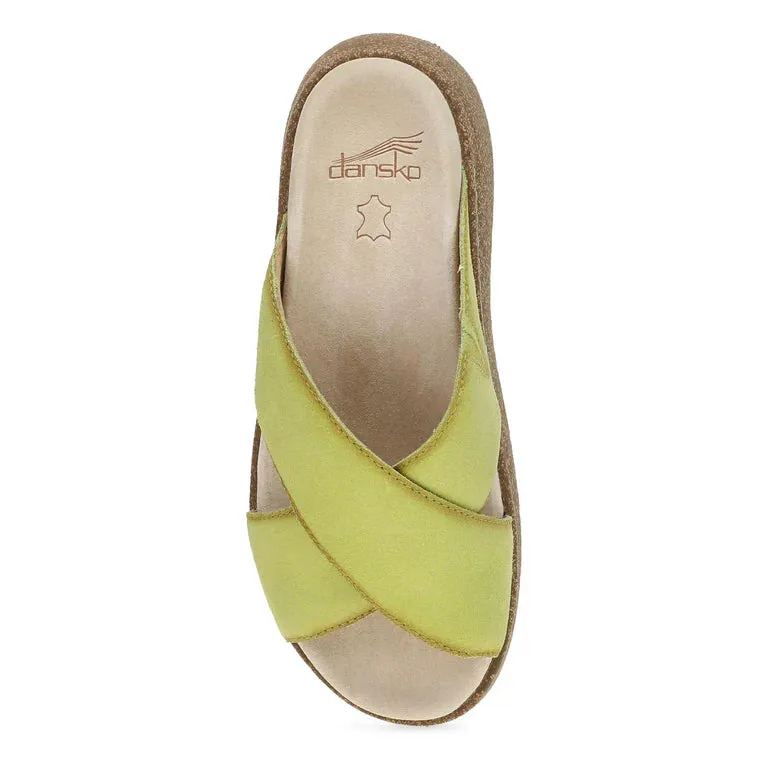 Bridget Platform Cork Sandal in Suede Lime