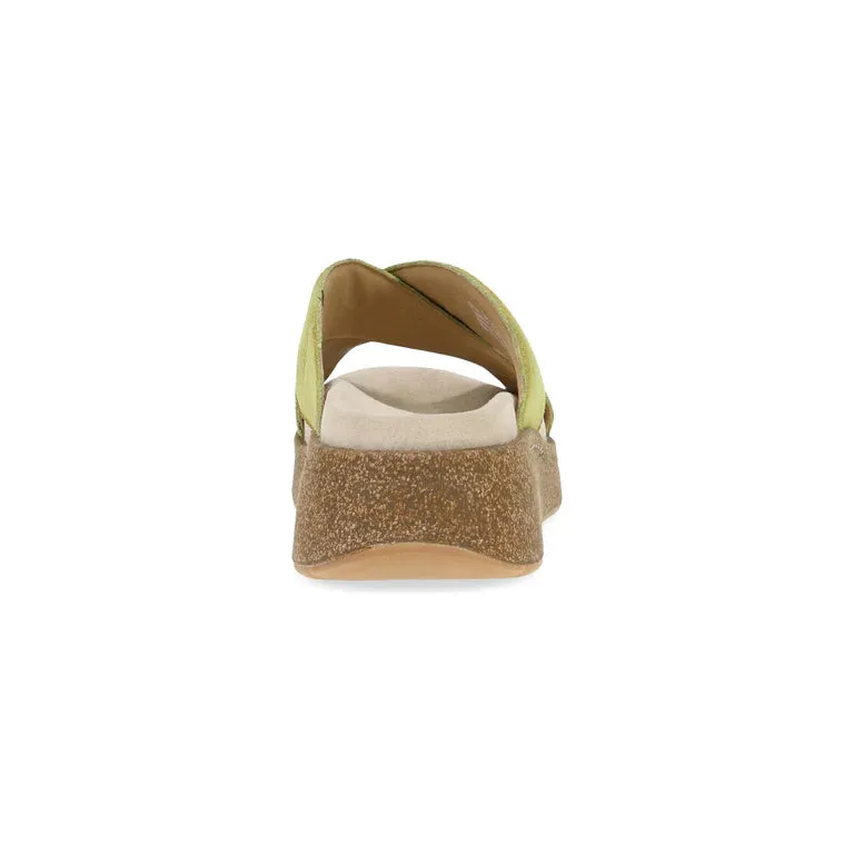 Bridget Platform Cork Sandal in Suede Lime