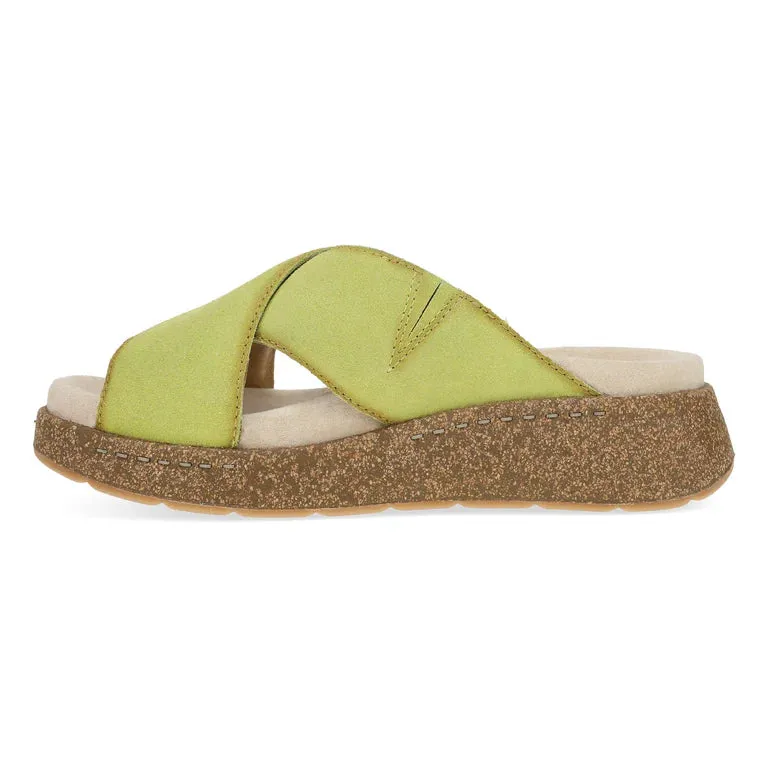 Bridget Platform Cork Sandal in Suede Lime