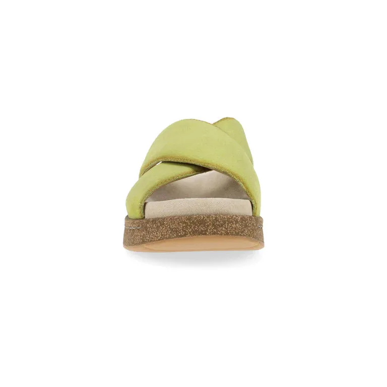 Bridget Platform Cork Sandal in Suede Lime