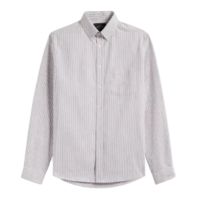 Brushed Oxford Stripe - Bordeaux & White