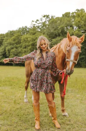 buddy love: celia long sleeve mini dress - babys breath