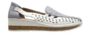Cassini Women's Mindy Slip On Loafers- Zen Blue/ White