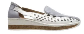 Cassini Women's Mindy Slip On Loafers- Zen Blue/ White