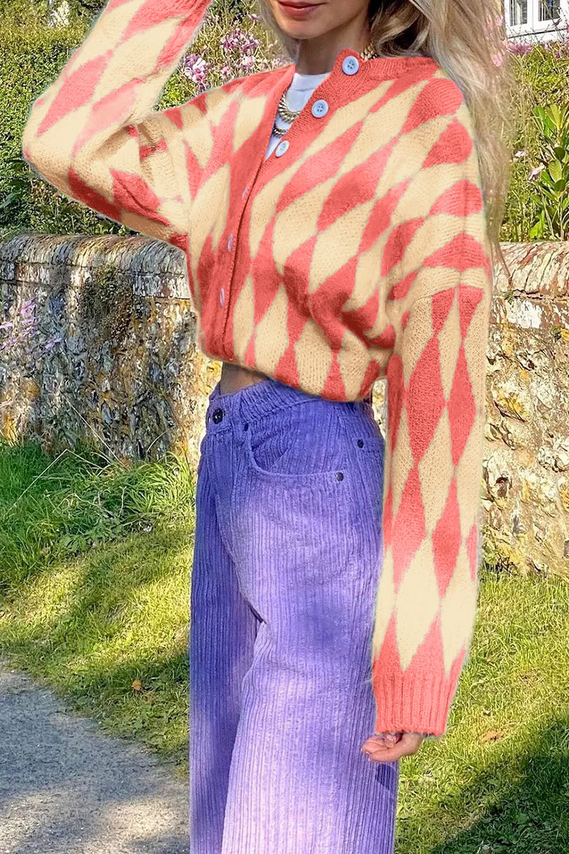 Casual Geometric Buckle Tops Sweater