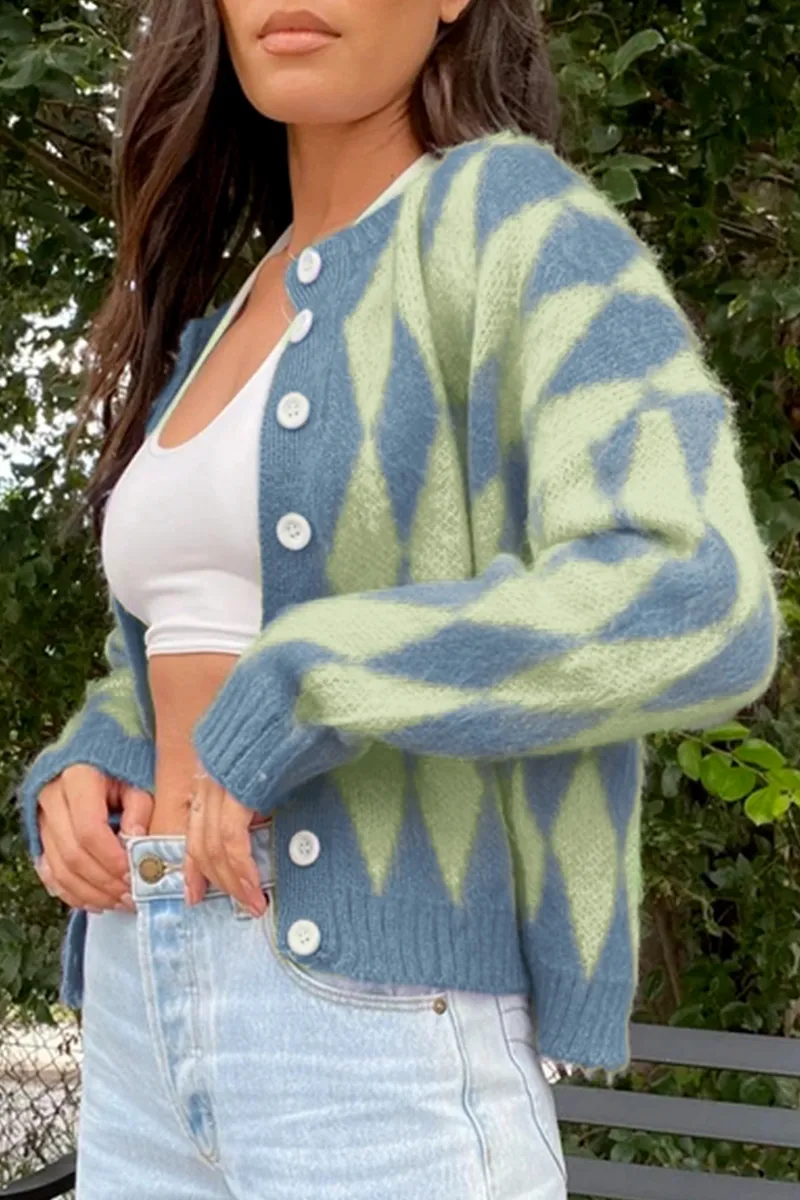 Casual Geometric Buckle Tops Sweater