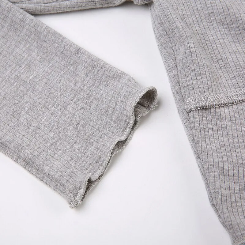 Casual Ribbed Knit Skinny Crop Top