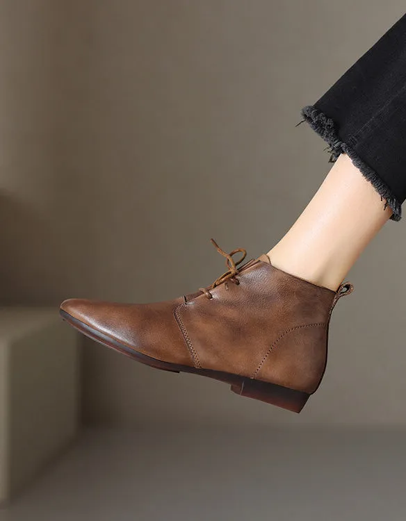 Comfortable Lace-up Pointed Toe Ankle Boots