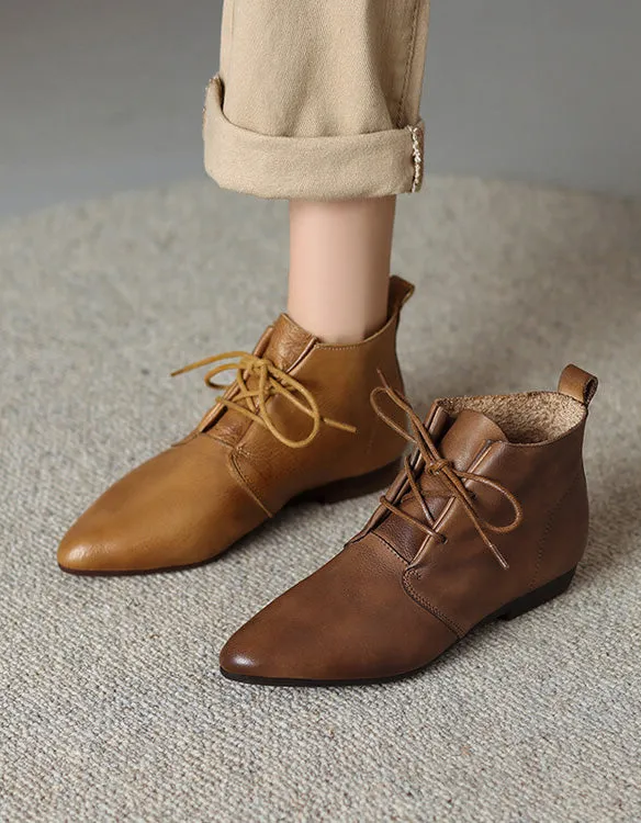 Comfortable Lace-up Pointed Toe Ankle Boots