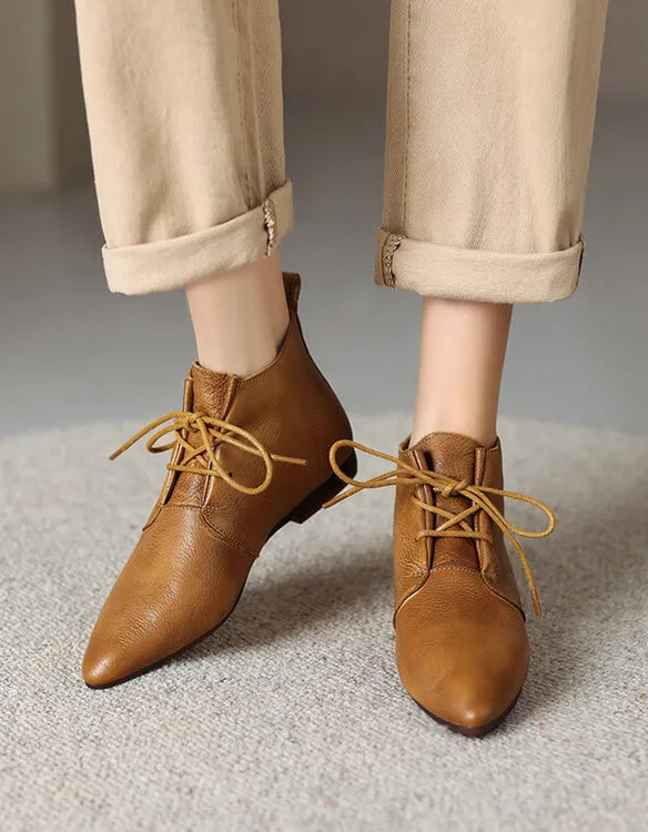 Comfortable Lace-up Pointed Toe Ankle Boots