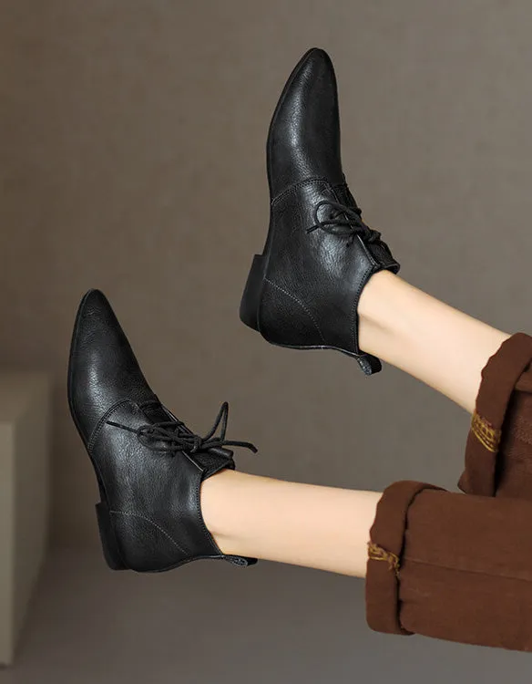 Comfortable Lace-up Pointed Toe Ankle Boots