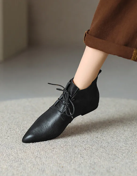 Comfortable Lace-up Pointed Toe Ankle Boots