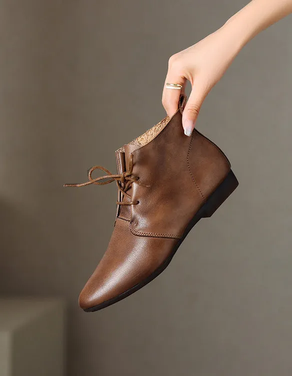 Comfortable Lace-up Pointed Toe Ankle Boots