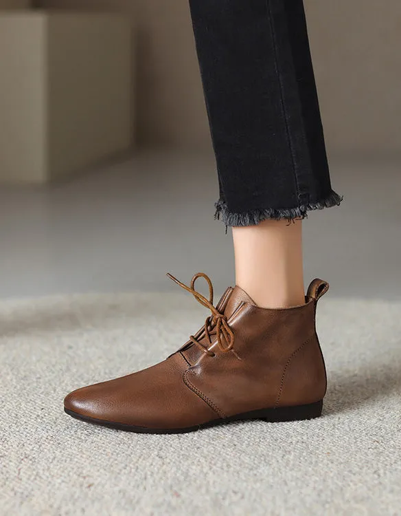 Comfortable Lace-up Pointed Toe Ankle Boots
