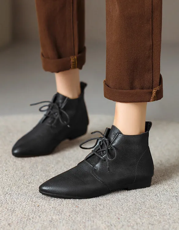 Comfortable Lace-up Pointed Toe Ankle Boots