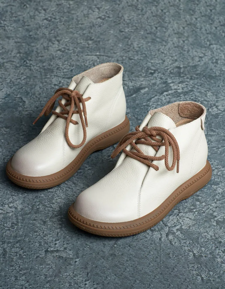 Comfortable Soft Leather Lace-up Casual Boots