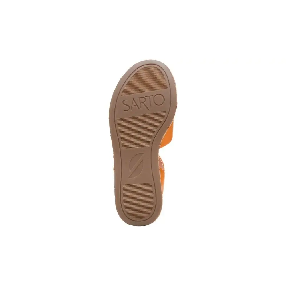 Demi 2 Orange Leather Franco Sarto Platform Wedge Sandals