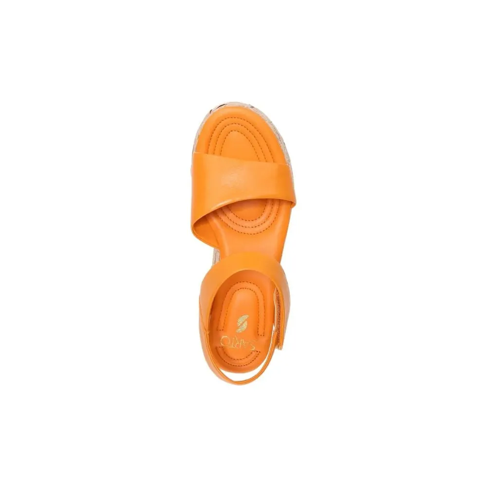 Demi 2 Orange Leather Franco Sarto Platform Wedge Sandals