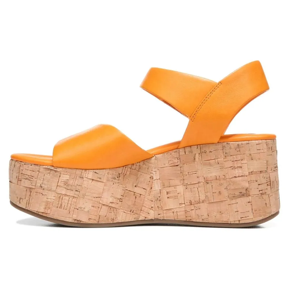Demi 2 Orange Leather Franco Sarto Platform Wedge Sandals