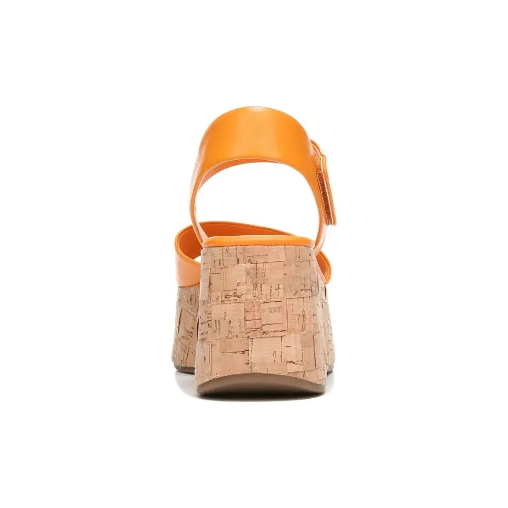 Demi 2 Orange Leather Franco Sarto Platform Wedge Sandals