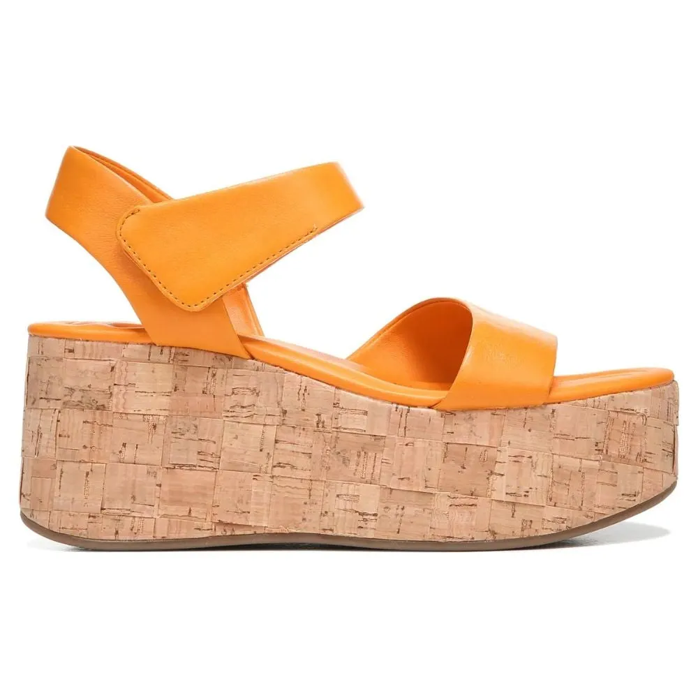 Demi 2 Orange Leather Franco Sarto Platform Wedge Sandals