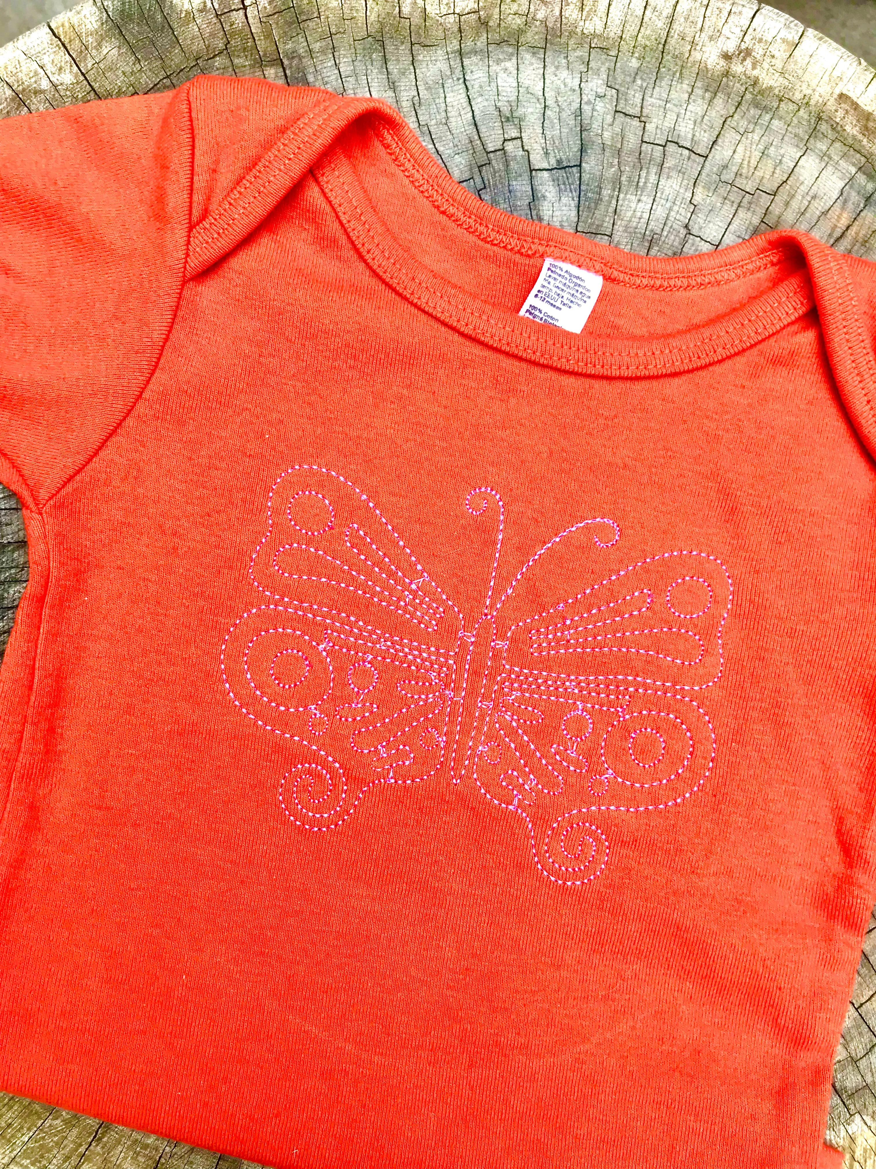 Embroidered Butterfly Baby Tee
