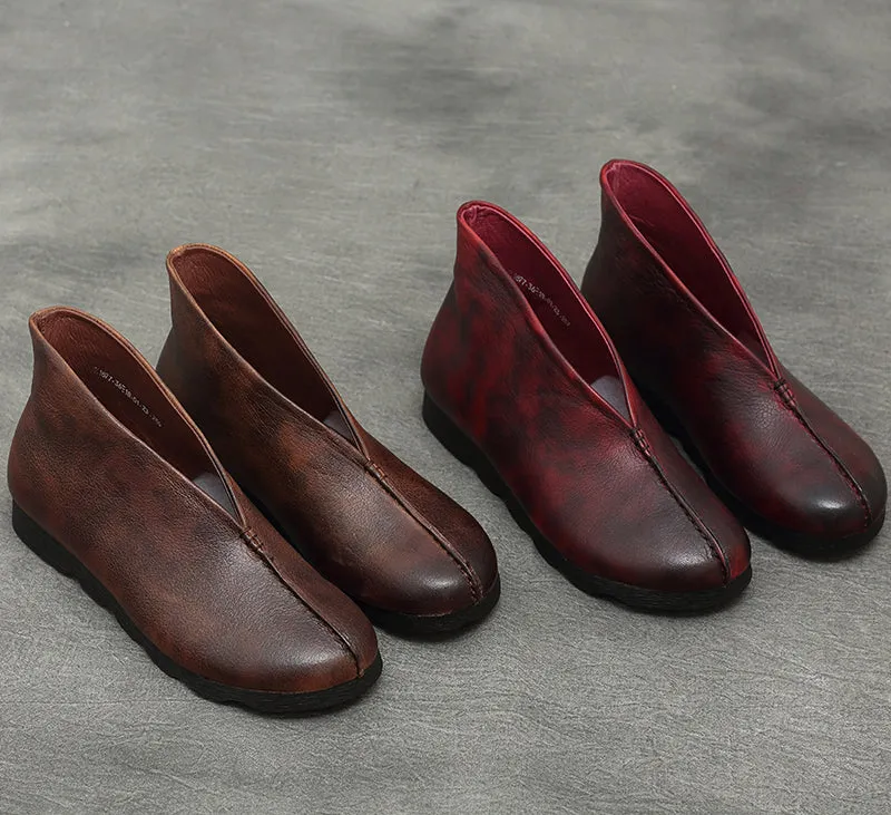 Handmade Soft Leather Comfortable Retro Flat Boots