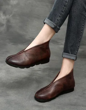 Handmade Soft Leather Comfortable Retro Flat Boots