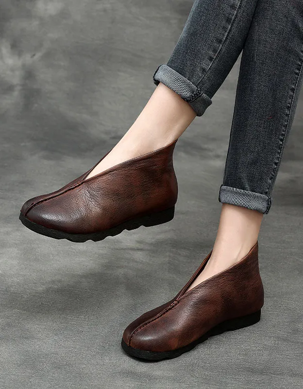 Handmade Soft Leather Comfortable Retro Flat Boots