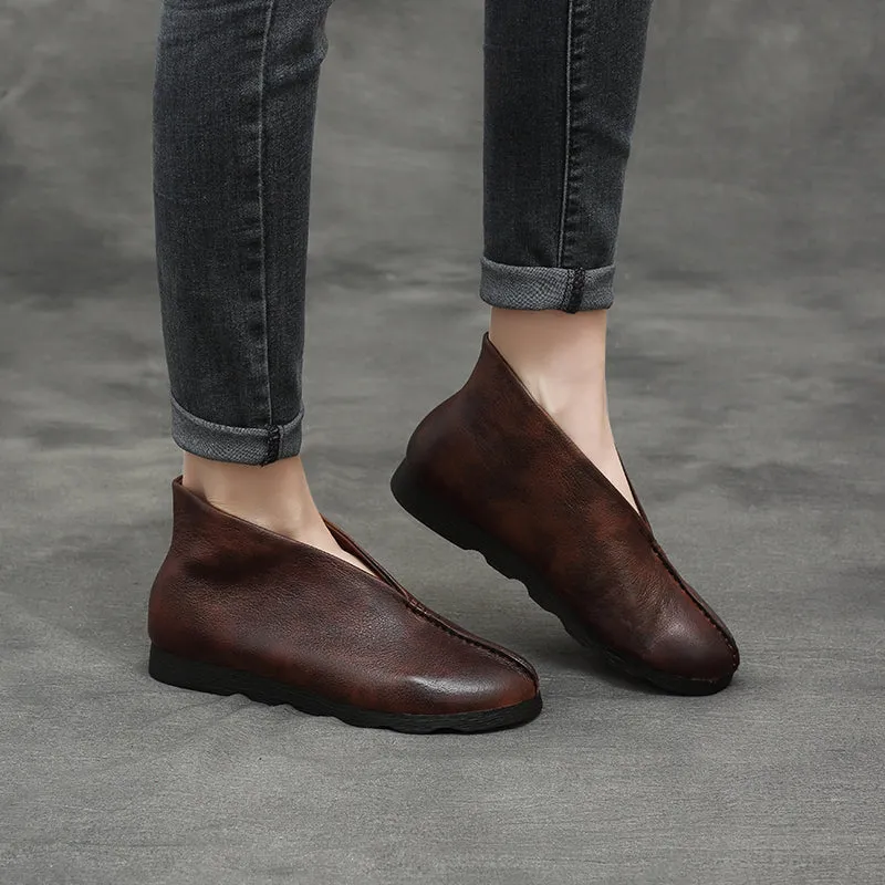 Handmade Soft Leather Comfortable Retro Flat Boots