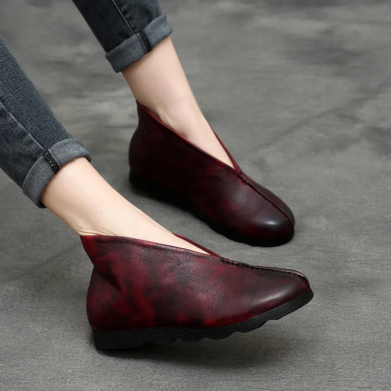 Handmade Soft Leather Comfortable Retro Flat Boots