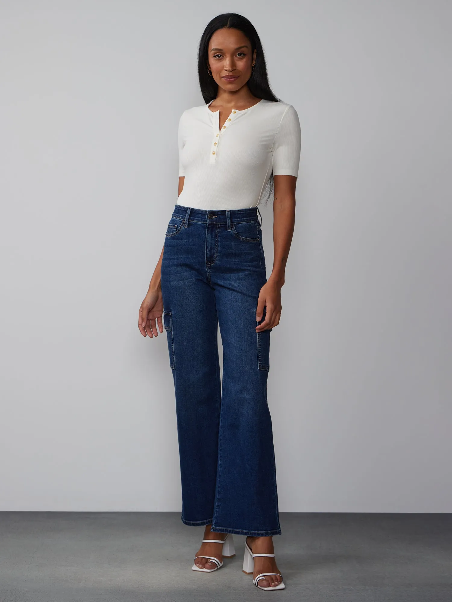 High Rise Wide Leg Cargo Jeans
