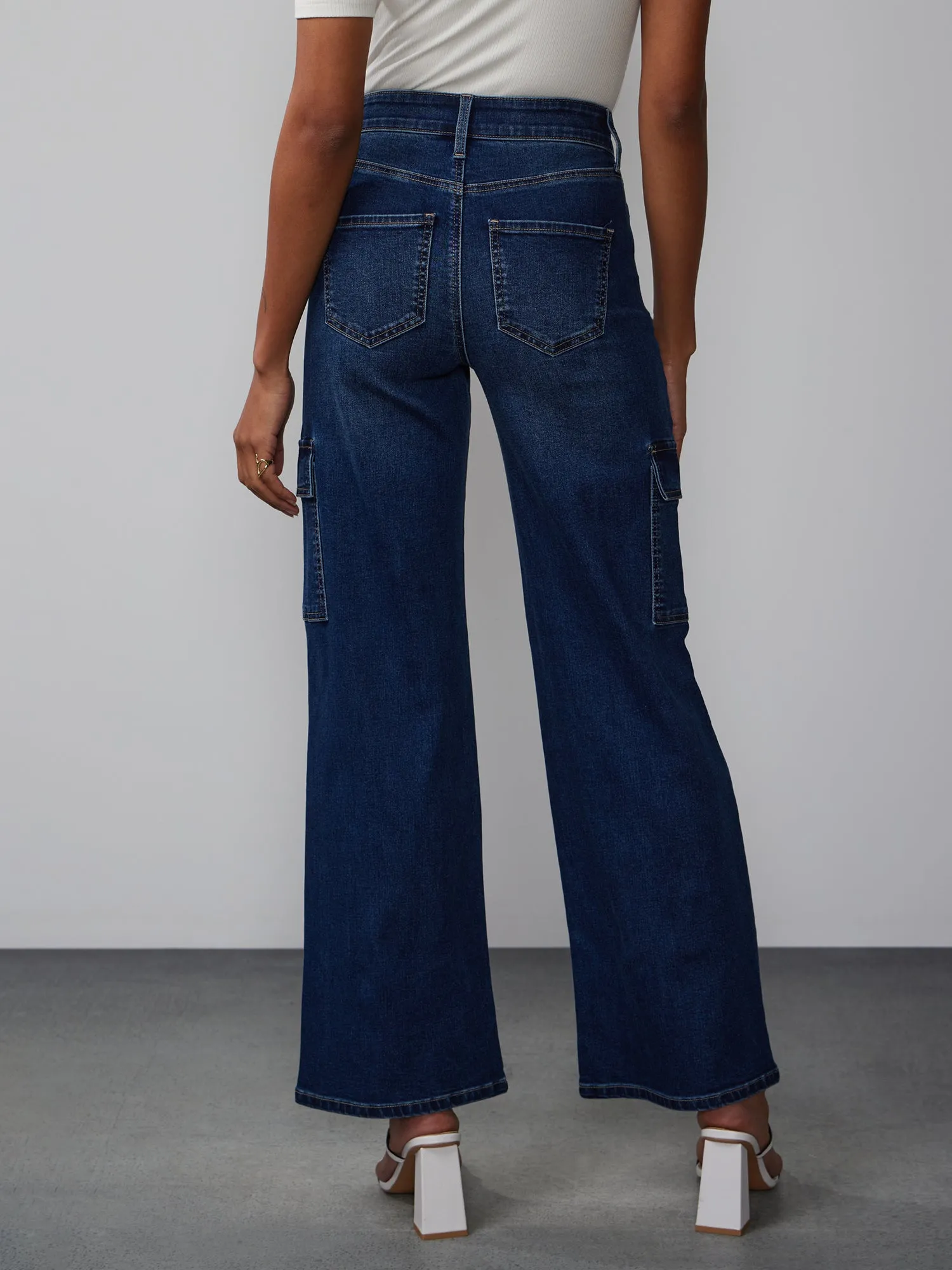 High Rise Wide Leg Cargo Jeans