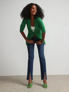 High-Waisted Slit-Hem Bootcut Jeans - Medium Wash