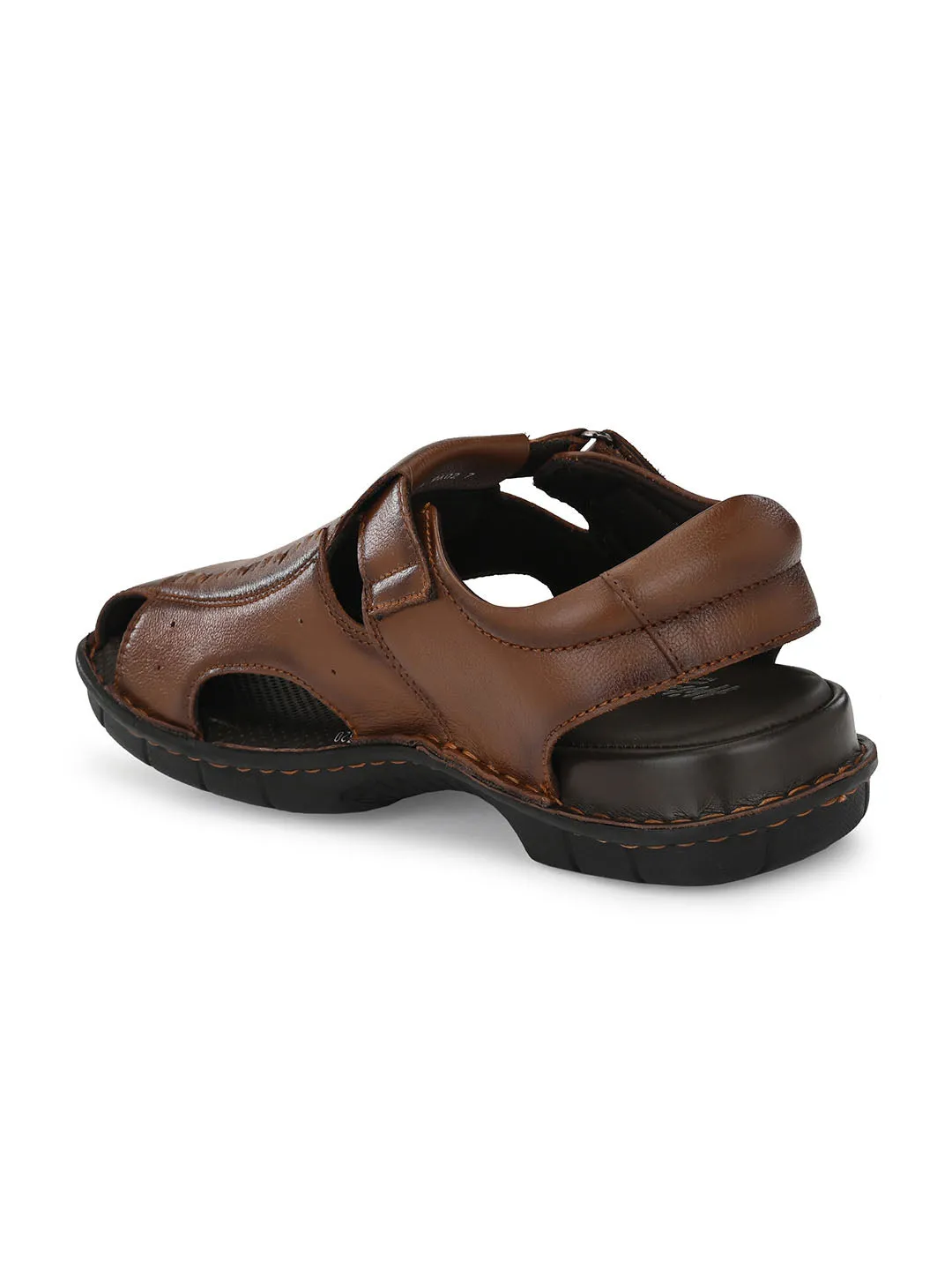 HITZ9602 Men's Tan Leather Casual Velcro Sandals