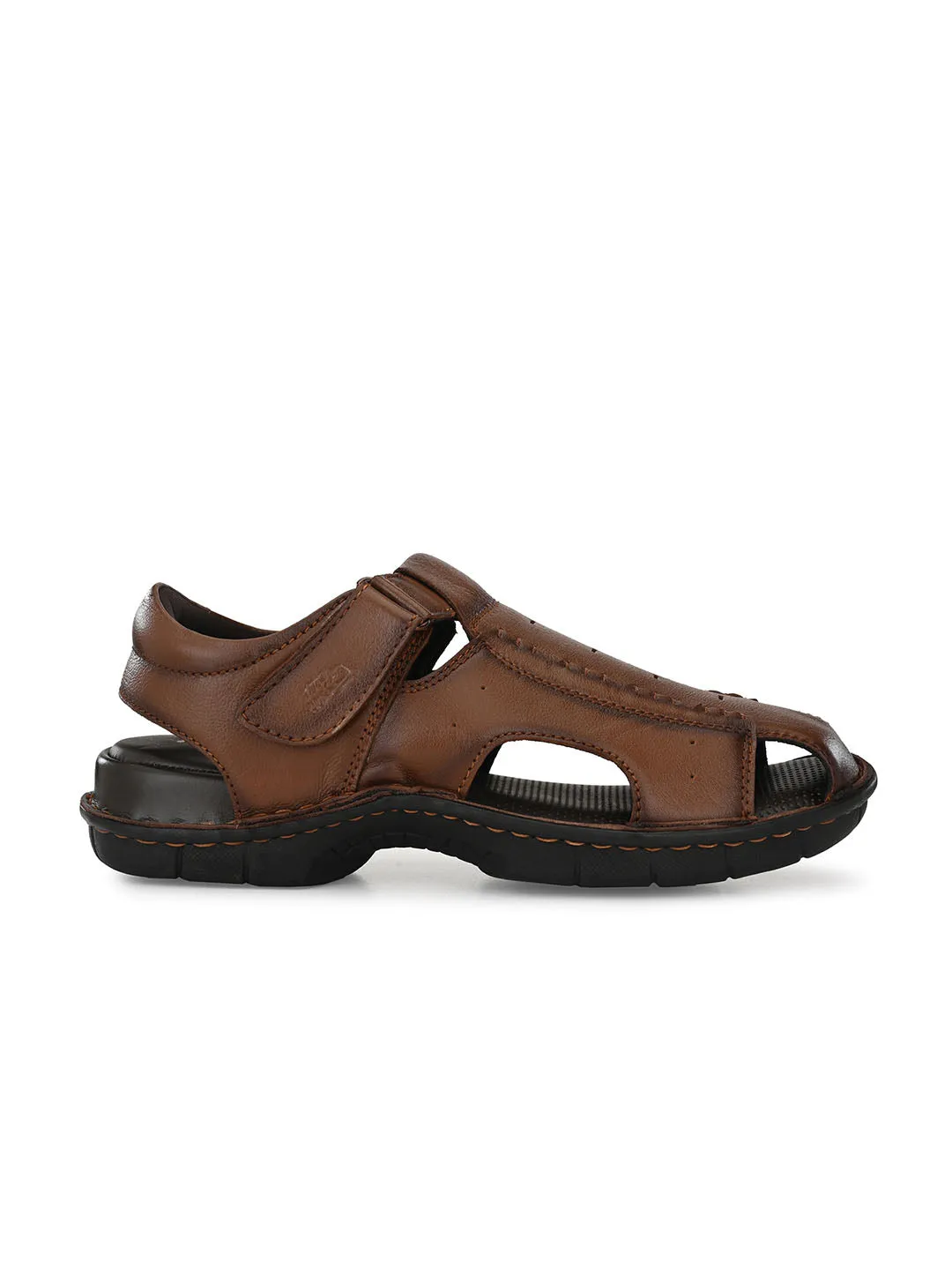 HITZ9602 Men's Tan Leather Casual Velcro Sandals