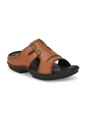HITZ9612 Men's Tan Leather Casual Open Slipper