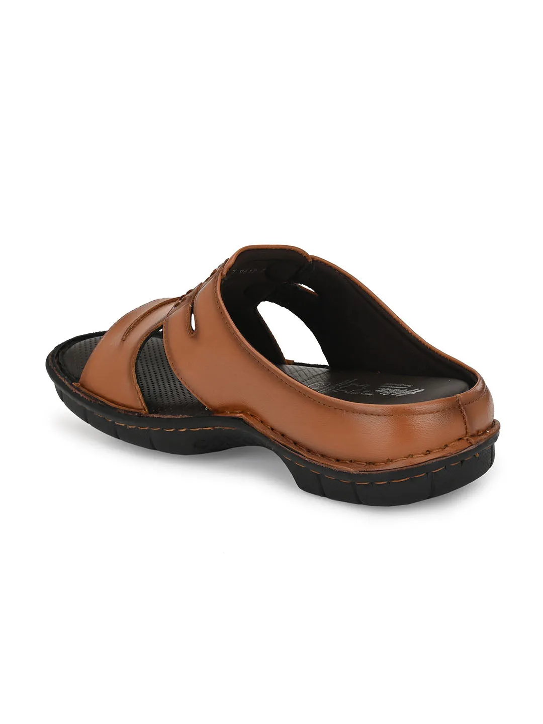 HITZ9612 Men's Tan Leather Casual Open Slipper
