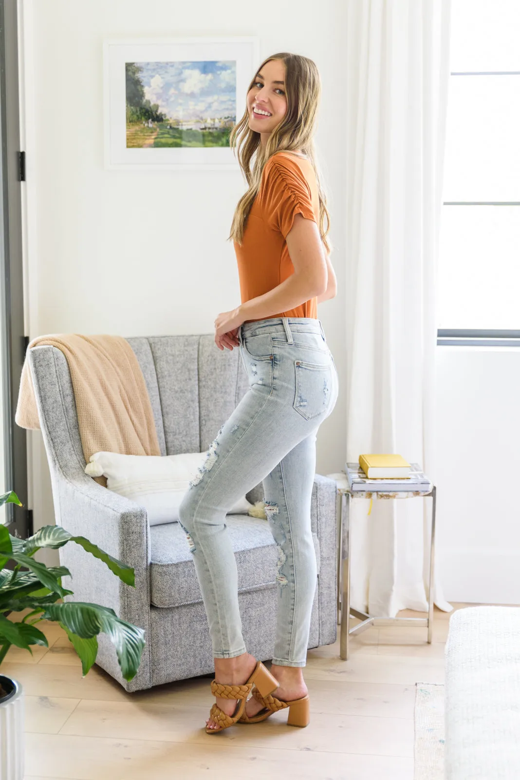Judy Blue No Limits Destroyed Tummy Control Skinny Jeans