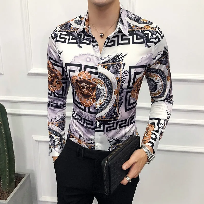 Long Sleeve  Casual Slim Fit Korean Men