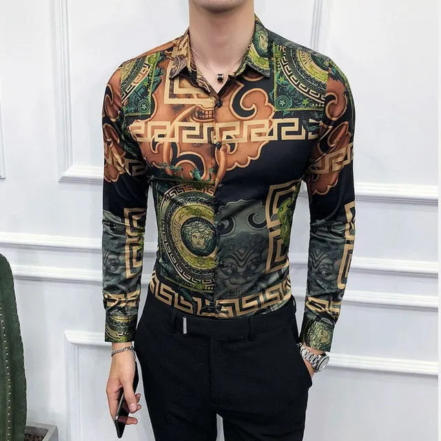 Long Sleeve  Casual Slim Fit Korean Men