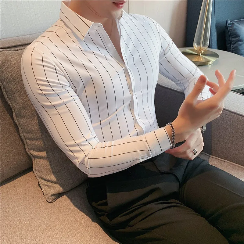 Long Sleeve Striped Formal Shirts