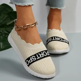 Low Top Knit Flat Shoes Women 2023 Autumn Soft Sole Breathable Casual Walking Shoes Woman Plus Size 43 Lightweight Loafers Shoes
