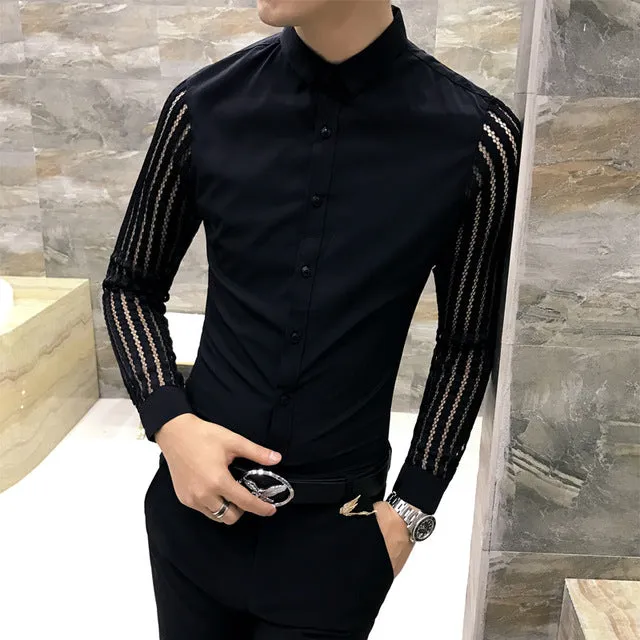 Men's Autumn Long Sleeved Shirt With Lace