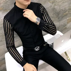 Men's Autumn Long Sleeved Shirt With Lace